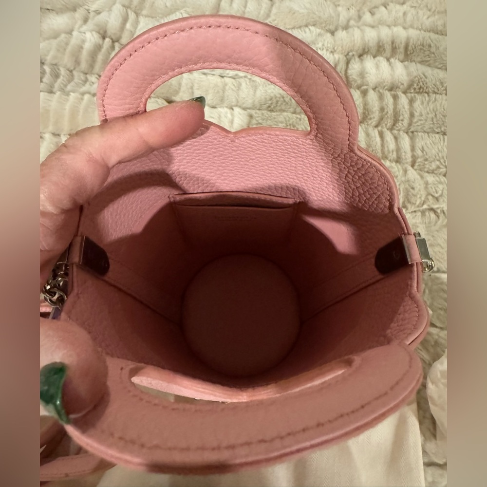 Return to Tiffany & Co. Pink Heart-Shaped Leather Crossbody with Top Handle NEW - Picture 3 of 6